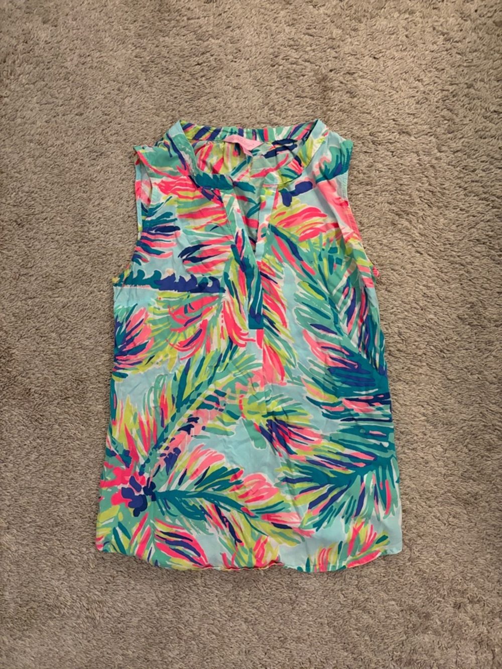Lilly Pulitzer Multicolor Tropical Print Top - Aqua, Pink, Lime, Navy